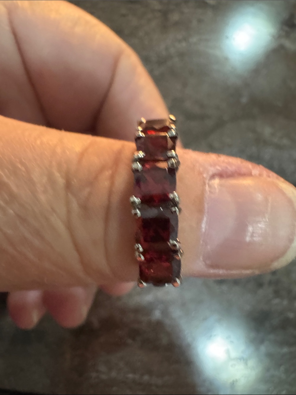 Sterling Silver Women’s Garnet Eternity Band - Deep Red